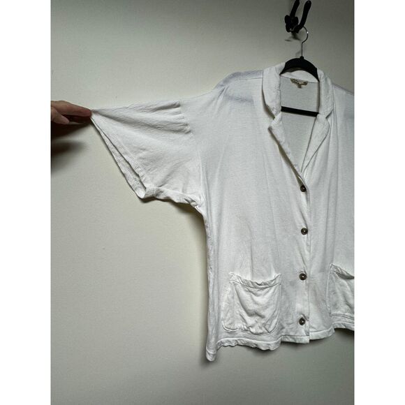 MADEWELL Knit Lightspun Camp Shirt, Tortoise Shell Buttons, Ivory, Sz M - Picture 5 of 10